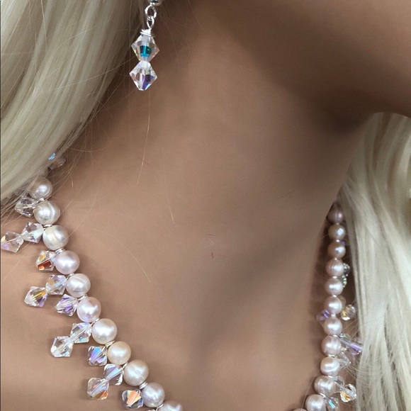 NWT Pearls and Swarovski Crystal Necklace Set - Picture 3 of 8